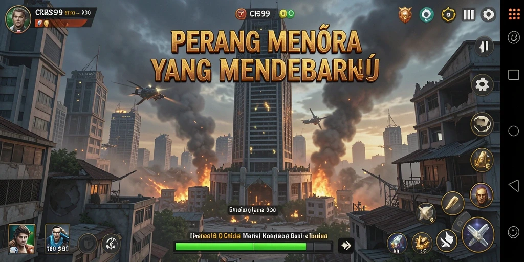 Screenshot dari gameplay Tower Defense yang intens dan strategis di CRS99.