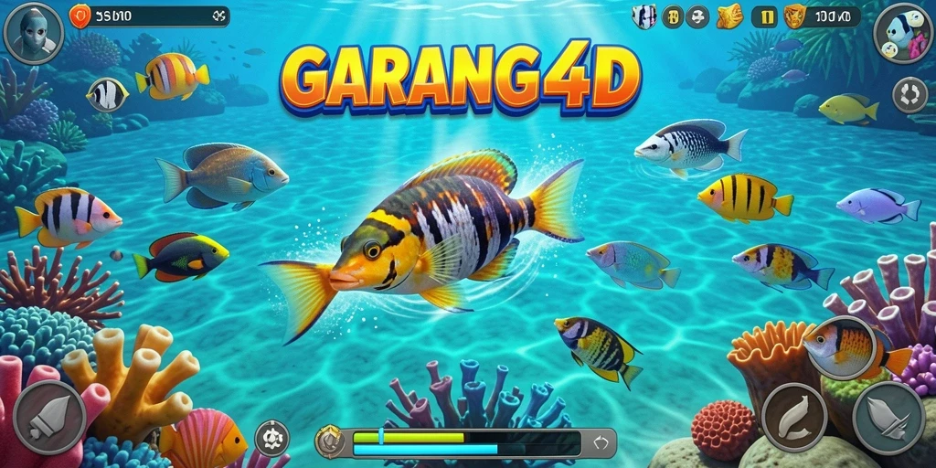 Tampilan gameplay menegangkan dalam GARANG4D dengan ikan berwarna-warni.