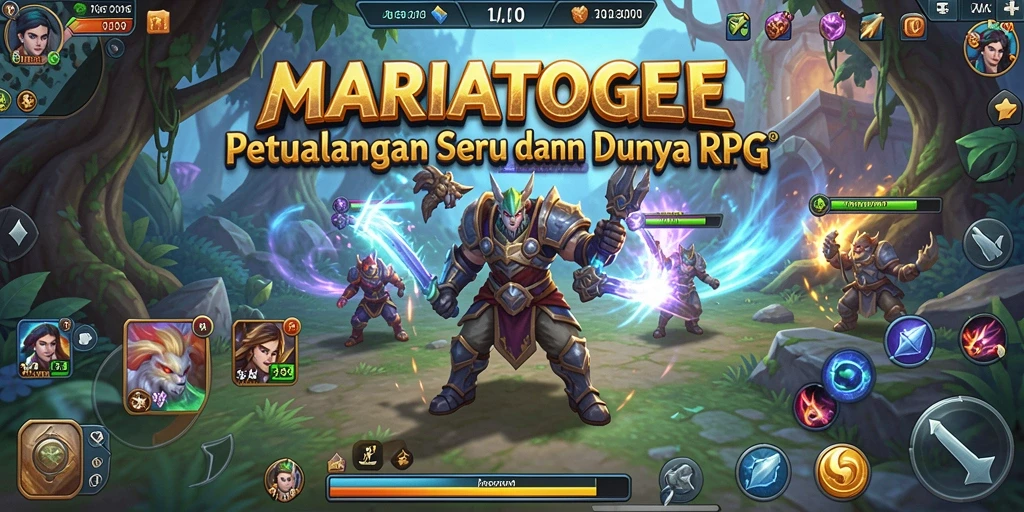 Tampilan gameplay seru dari MARIATOGEL yang menampilkan bertarung dengan monster.