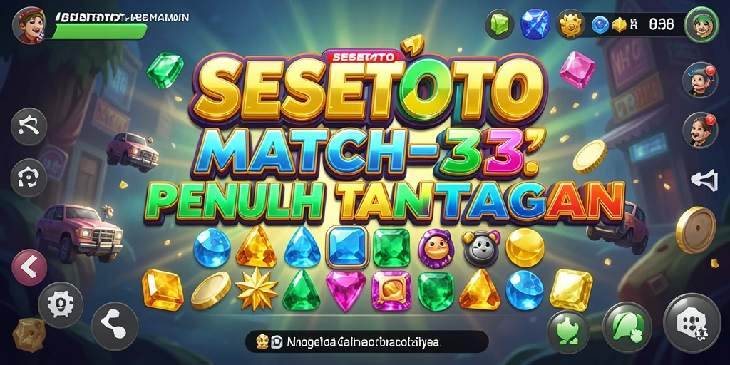 Screenshot gameplay SESETOTO yang menunjukkan kombinasi Match-3 yang menarik.