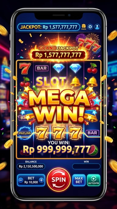 Tampilan antarmuka utama aplikasi slot777 dengan berbagai kategori.